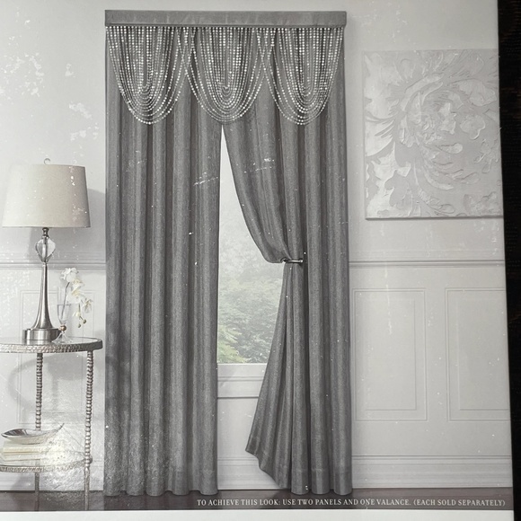 NEW Salon de Maison  delicate lurex weave Curtain w Silver LUNA 50 X 64 2 PANELS - Picture 2 of 13